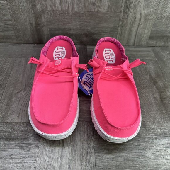 Hey Dude Slip Stretch Women's size 8 Canvas Hot Pink Mules - Picture 4 of 7